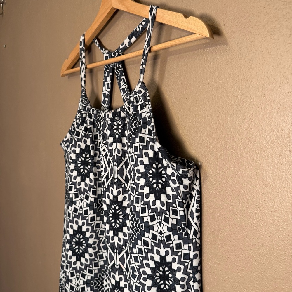 prAna Cali Dress Black & White Kaleidoscope Geometric Print Size XL Racerback - Picture 11 of 16